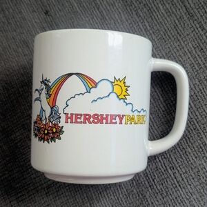 Vintage HERHSEY PARK Amusement Park Chocolate Unicorn Rainbow Flowers Coffee Mug